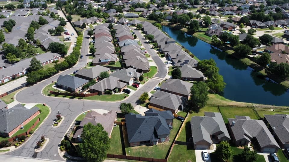 Aerial view of the lake at Arbor Lake