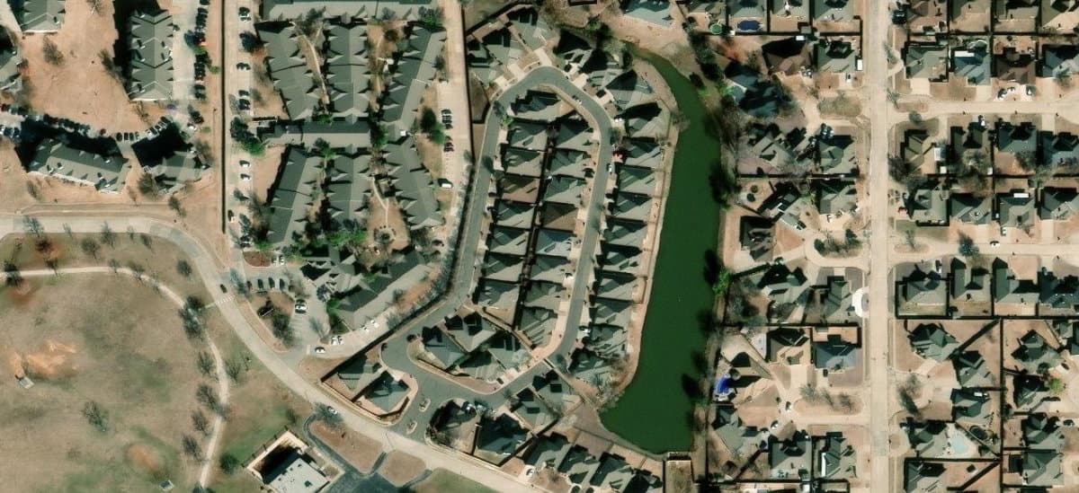 Aerial view of the lake at Arbor Lake